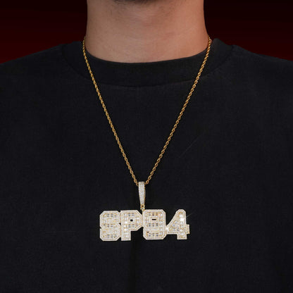 Square Buguette Custom Letter Pendant