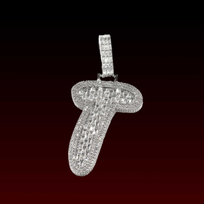 Baguette Brush Letter Custom Pendant