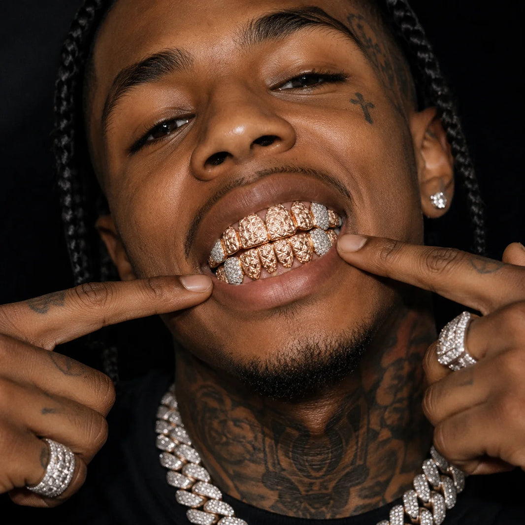 Honeycomb Fang Diamond Cut Custom Grillz