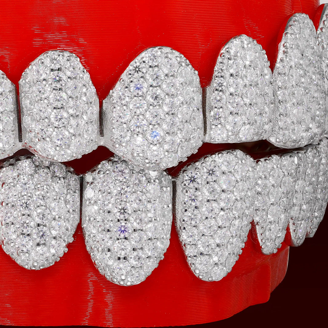 Houston-Style Honeycomb Setting Custom Moissanite Grillz