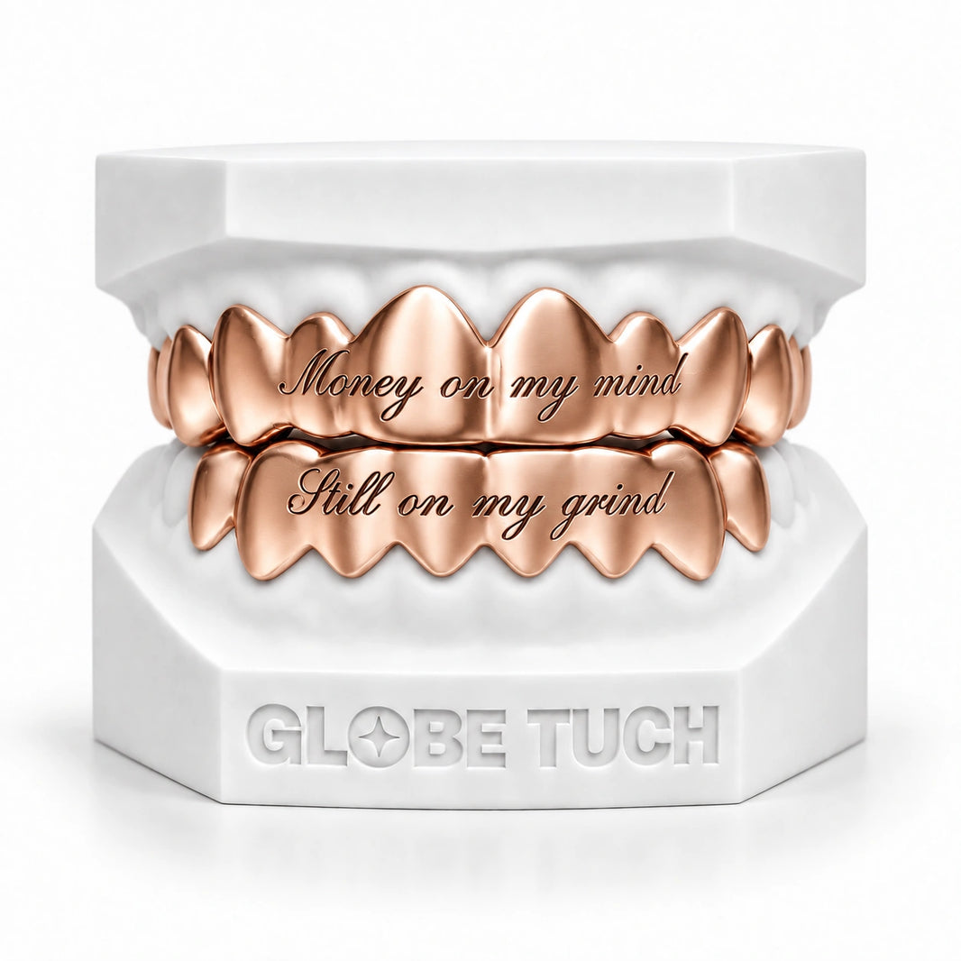 Hustle Script Engraved Custom Grillz