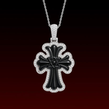 Black Jade Hexagram Cross Pendant