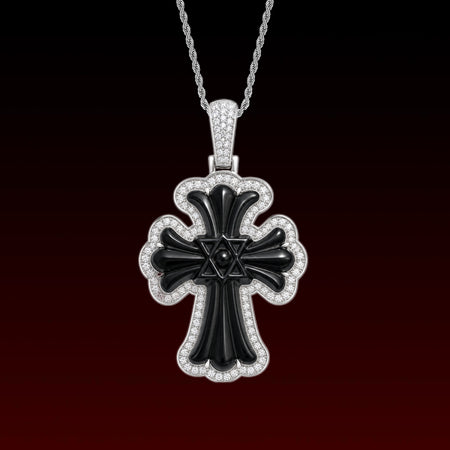 Black Jade Hexagram Cross Pendant