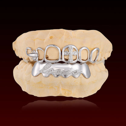 Iced Letter Cross Open Face Custom Grillz
