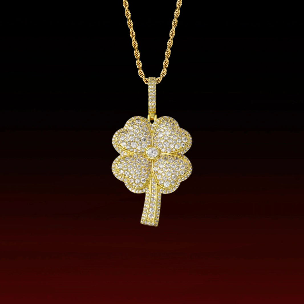Iced Out Four Leaf Clover Pendant