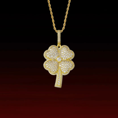 Iced Out Four Leaf Clover Pendant