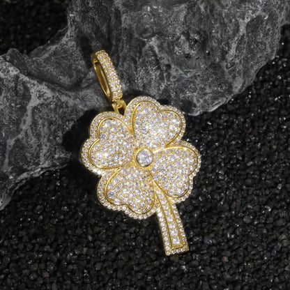 Iced Out Four Leaf Clover Pendant