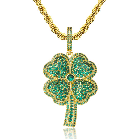 Iced Out Four Leaf Clover Pendant