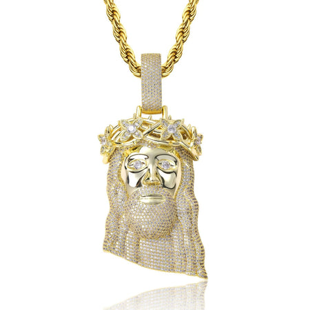 Iced Out Jesus Crown of Thorns Pendant