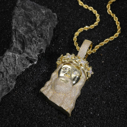 Iced Out Jesus Crown of Thorns Pendant