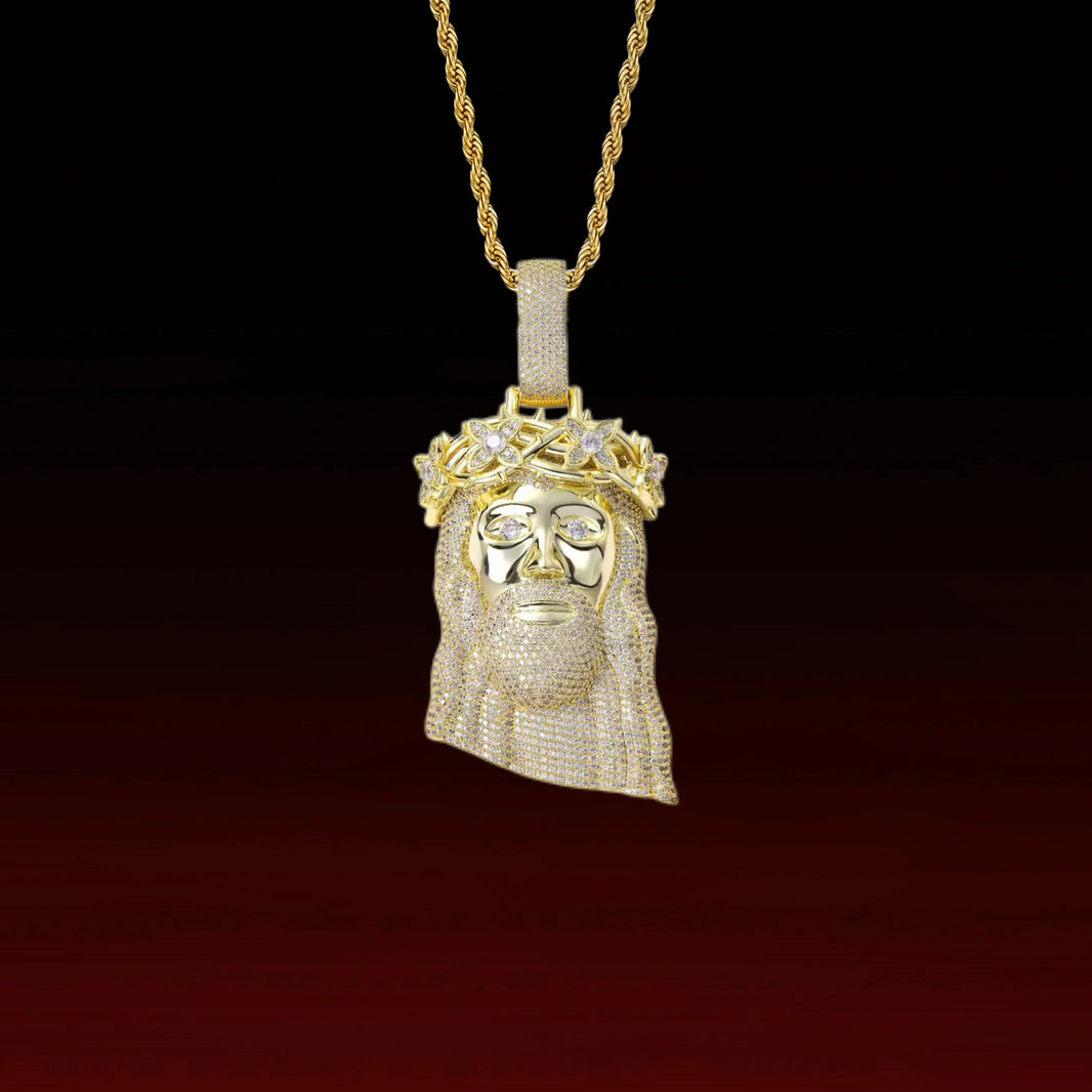 Iced Out Jesus Crown of Thorns Pendant