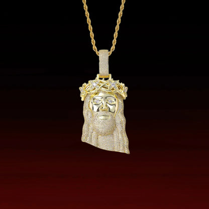 Iced Out Jesus Crown of Thorns Pendant