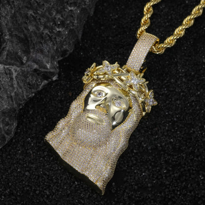 Iced Out Jesus Crown of Thorns Pendant
