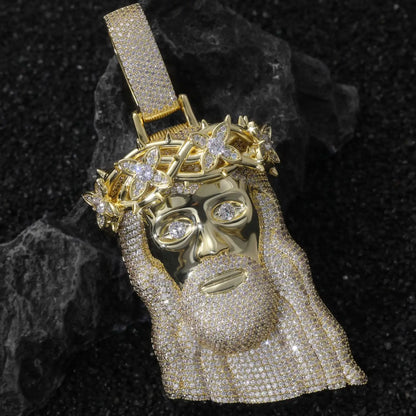 Iced Out Jesus Crown of Thorns Pendant