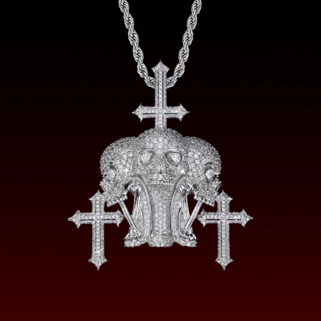 Crossed Skull Iced Out Pendant