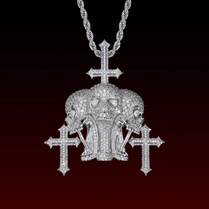 Crossed Skull Iced Out Pendant