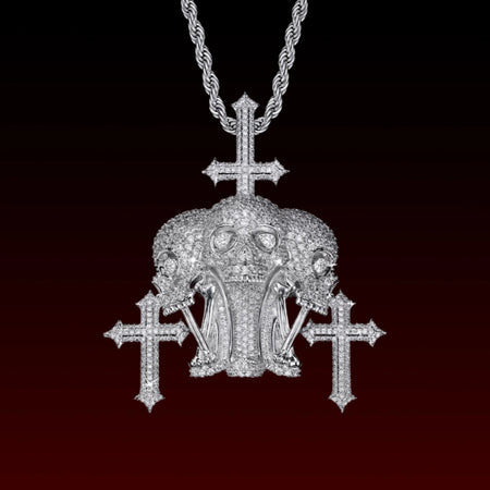 Crossed Skull Iced Out Pendant