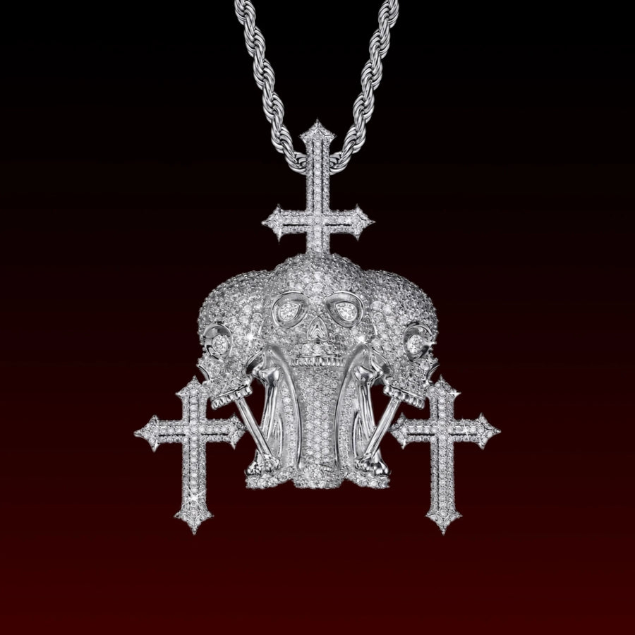 Crossed Skull Iced Out Pendant