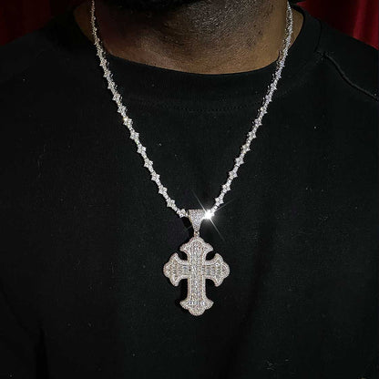 S925 Moissanite Cluster Cross Pendant