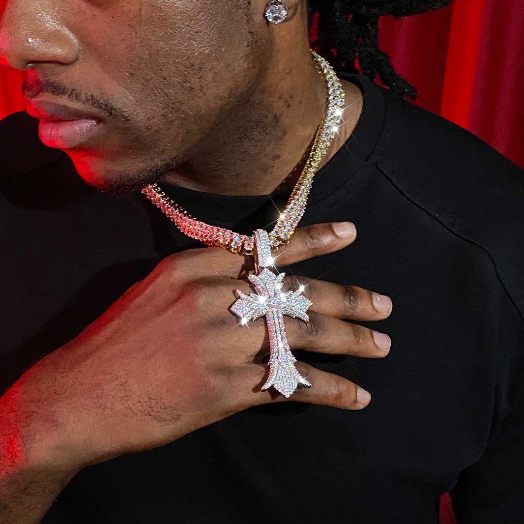 Gothic Cross Iced Out Pendant