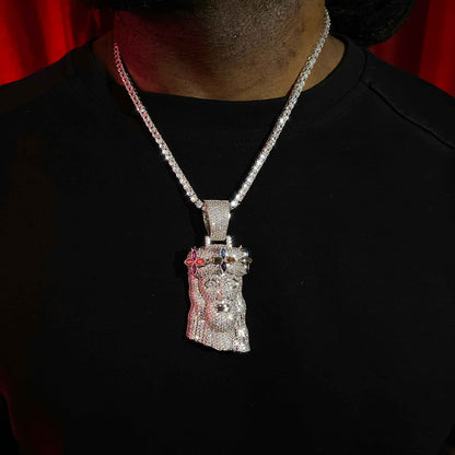 Iced Clover Crown Jesus Pendant