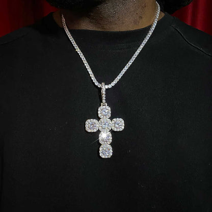 S925 Moissanite Tennis Cross Pendant
