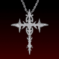 Mini Gothic Flame Cross Pendant