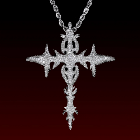 Mini Gothic Flame Cross Pendant