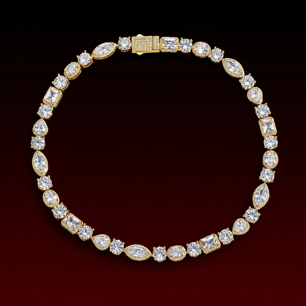15MM Mix Shape Gemstone Tennis Chain