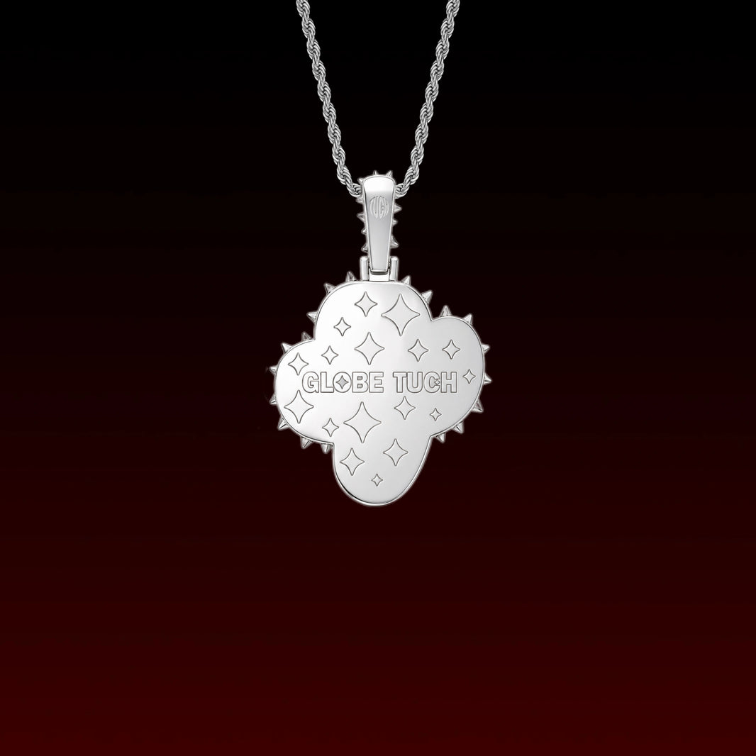Natural Jade Cactus Iced Out Pendant