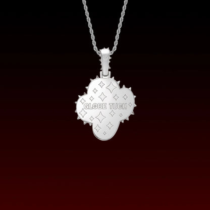 Natural Jade Cactus Iced Out Pendant