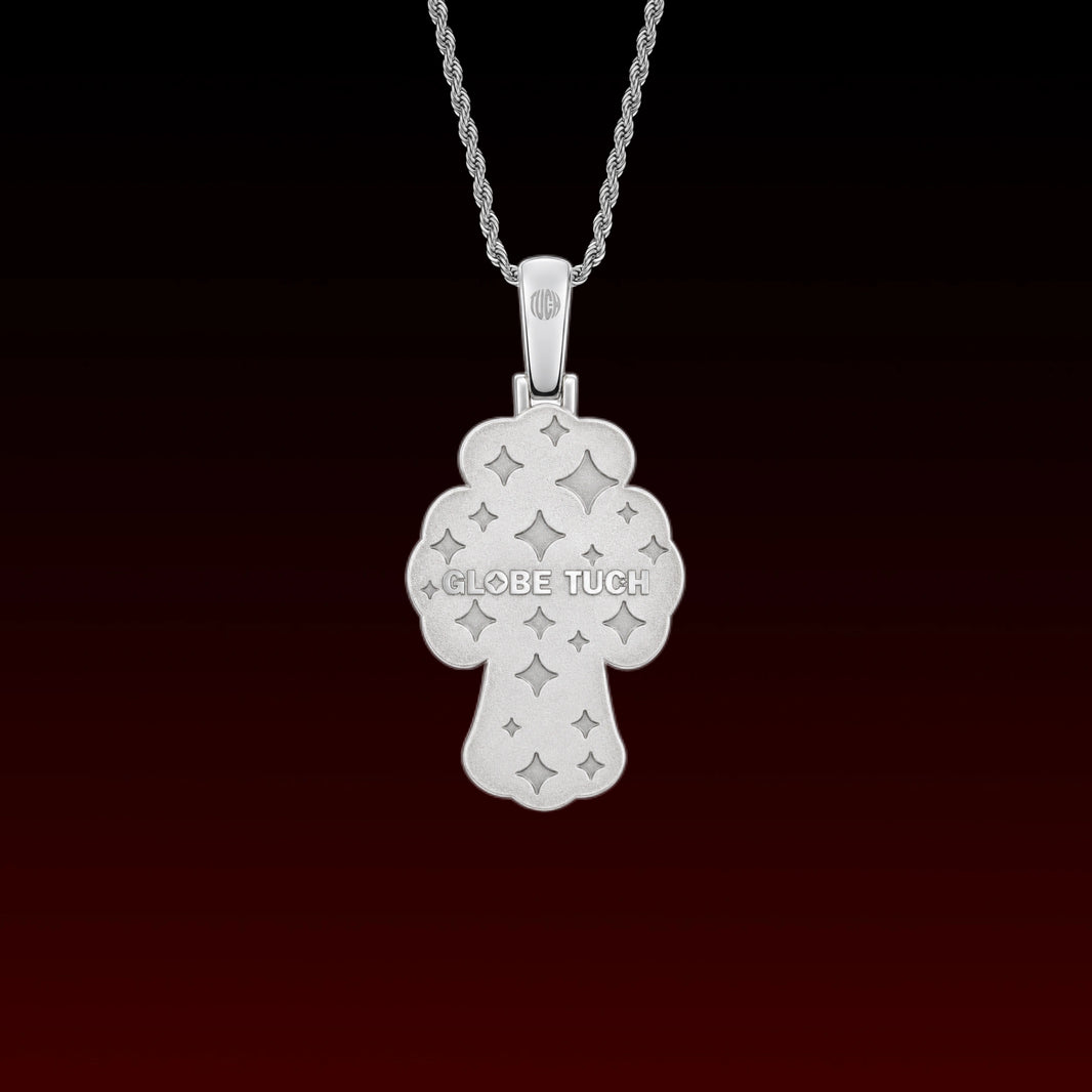 Natural Jade Cross Iced Out Pendant