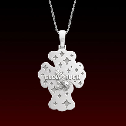 Natural Jade Pray Hand Cross Pendant