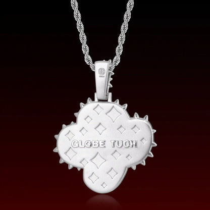 Natural Jade Cactus Iced Out Pendant