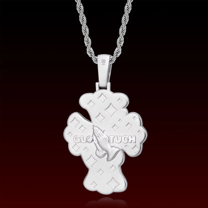 Natural Jade Pray Hand Cross Pendant