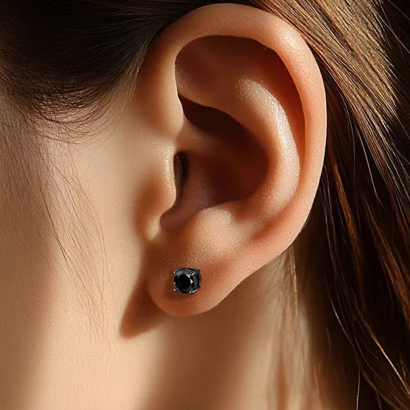 1CT Black Moissanite Stud Earrings