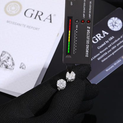 9MM Cluster Moissanite Stud Earrings