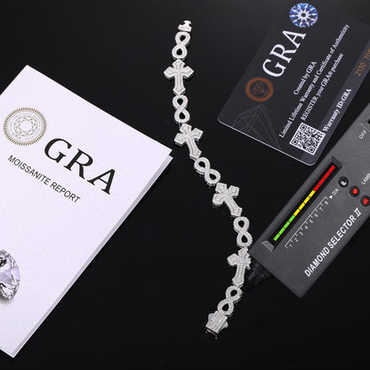 S925 Infinity Cluster Cross  Moissanite Bracelet