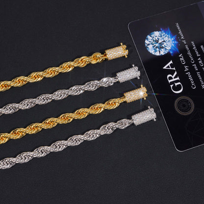 Moissanite Clasp 6MM Rope Chain