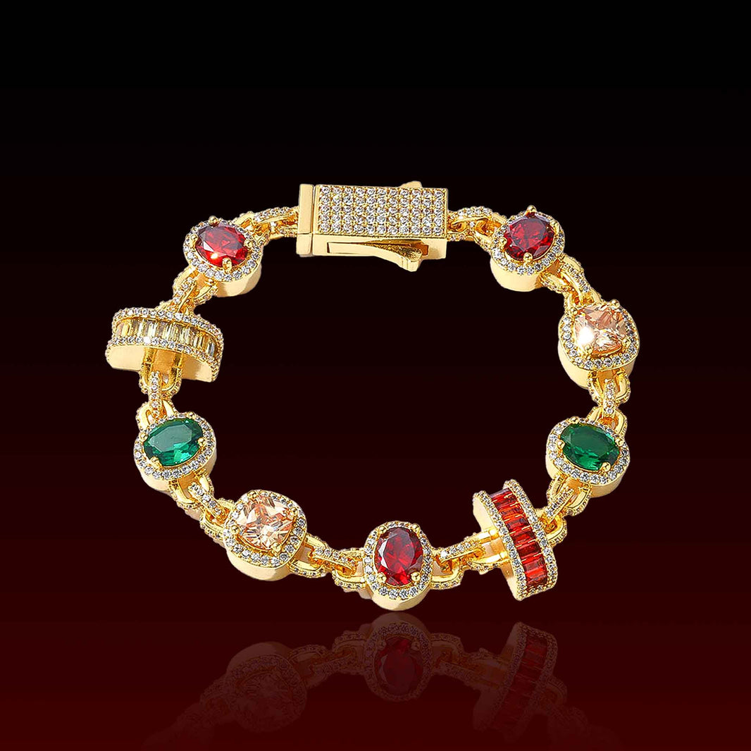 S925 Multi Color Gemstone Holo Moissanite Bracelet