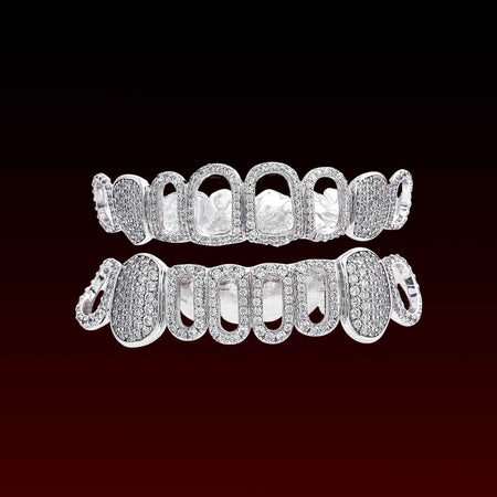 Open Face Iced Fang Custom Moissanite Grillz