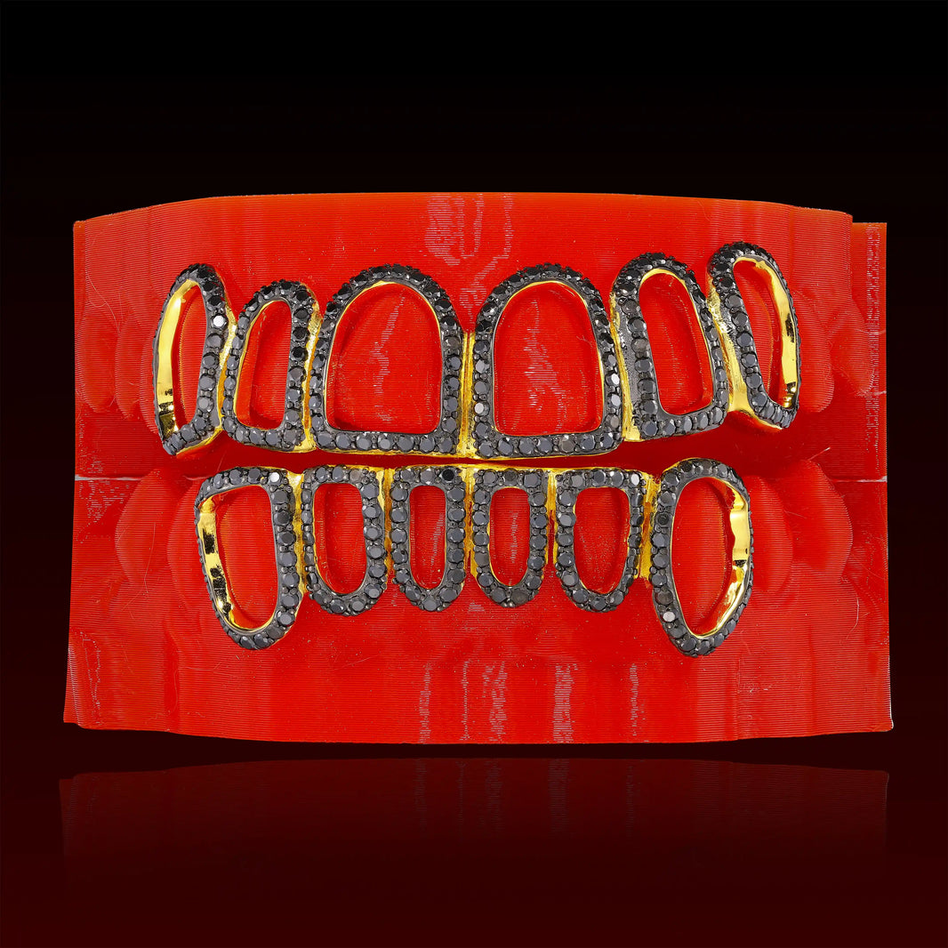 Open Face Custom Black Moissanite Grillz