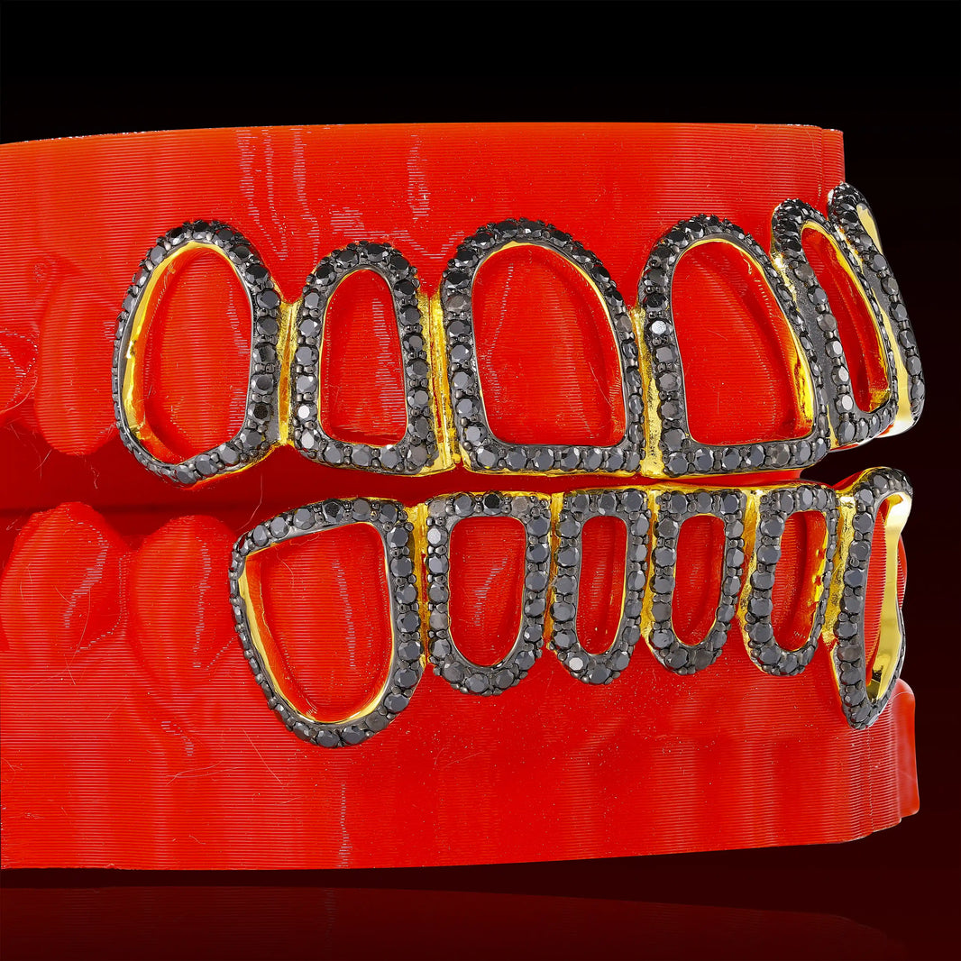 Open Face Custom Black Moissanite Grillz