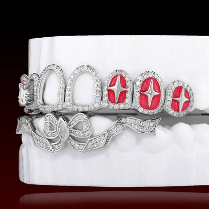 Open Face With Bow-knot Custom Moissanite Grillz