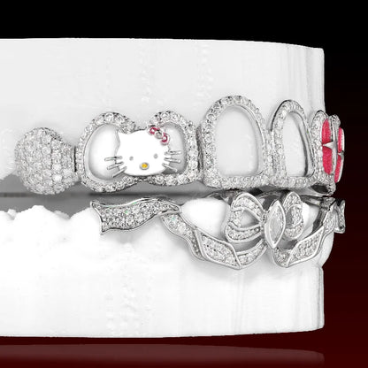 Open Face With Bow-knot Custom Moissanite Grillz