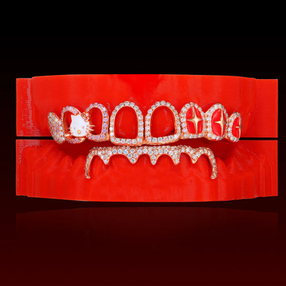 Open Face With Wave Bar Custom Moissanite Grillz