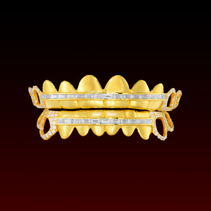 Open Face Baguette Bar Custom Moissanite Grillz