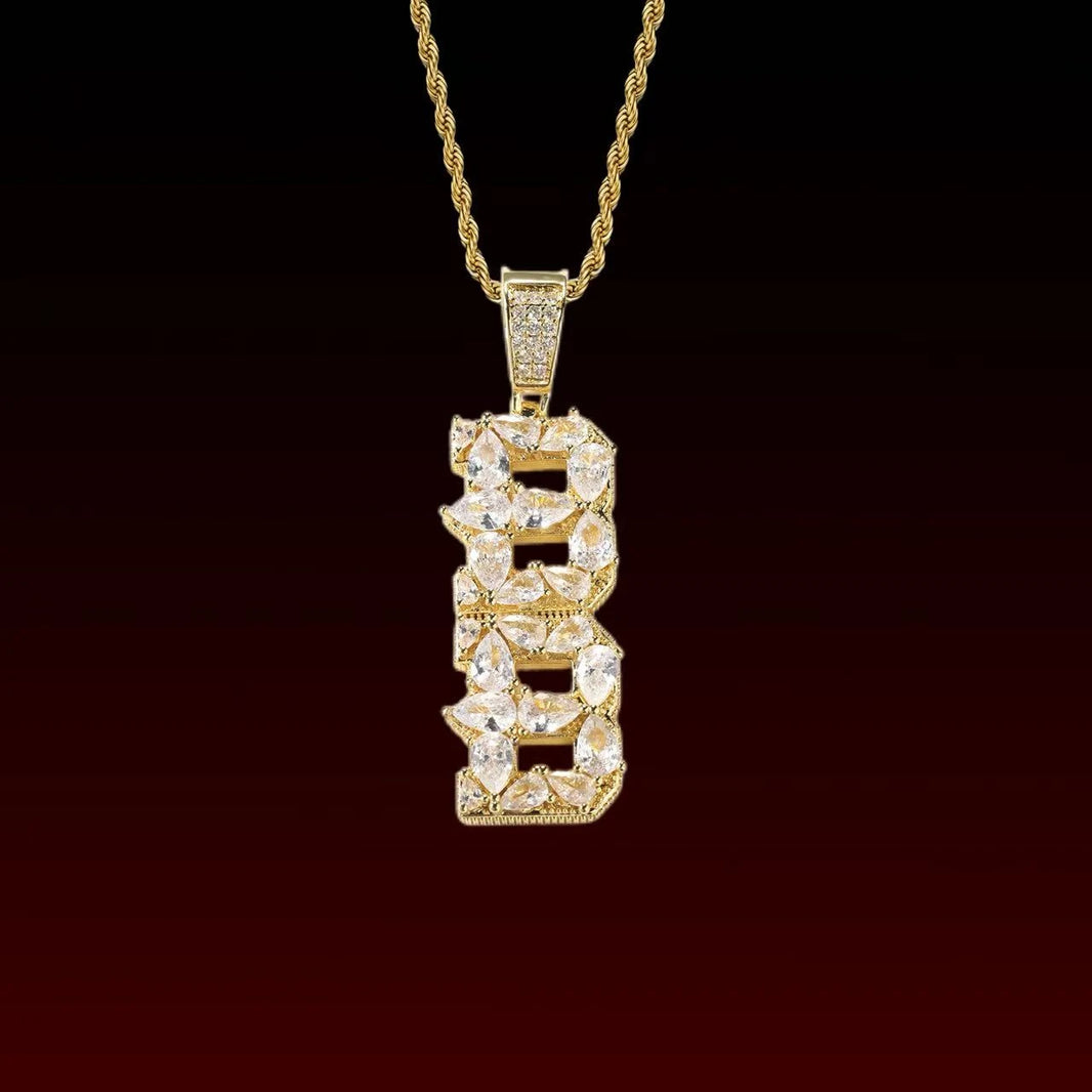 Pear Cut Set Custom Letter Pendant