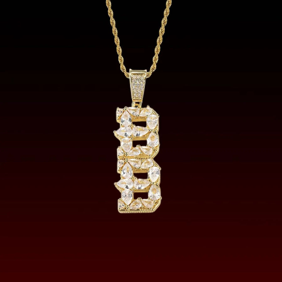 Pear Cut Set Custom Letter Pendant