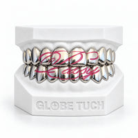 Pink enamel Script Custom Grillz